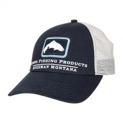 SimmsFishing Small Fit Trout Icon Trucker Hat Hats - Logo & Tech